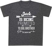 FunkyShirt Personalised Name Promoted to Big Brother t Shirt Custom Date Months of The Year - Pregnancy Announcement Ideas for Babies Toddlers and Children - Big Brother Tshirt Charcoal
