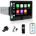 Alondy Single Din Car Stereo Touchscreen (7" Adjustable) Compatible with Apple CarPlay [Wireless] Android Auto Car Radio Bluetooth Type-C USB (3A Fast Charge) Backup Camera