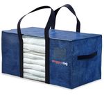 WRAPPYBAG Pack of 4 XXL Storage Bags – with transparent window - Bags for Moving House/Travel – Tough, Thick & Watertight with Reinforced Handles – for Clothing & Bed Linen – 75 x 36 x 38 cm