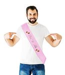 Dad to Be Sash for Baby Shower - (Pink w/Gold Lettering) Baby Gender Reveal Ideas The Man Behind The Bump | Daddy to Be Diaper Party Favor New Father Gift Girl Gender Reveal Party Decorations Men