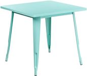 Flash Furniture Felix Commercial Grade 31.5" Square Mint Green Metal Indoor-Outdoor Table