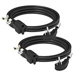 FIRMERST 10 Feet Flat Plug Extension Cord 1875W 14 AWG 15A Black Pack of 2