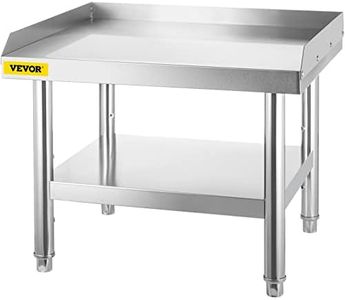 VEVOR Table de support de gril en acier inoxydable, 61 x 71 x 61 cm, table de gril pour préparation et de travail avec étagère de rangement réglable, pour hôtel, maison, cuisine de restaurant, argent