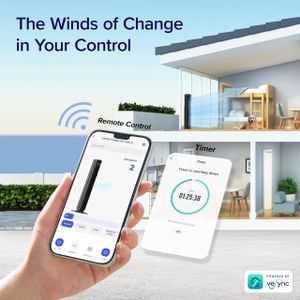 Levoit 42" Smart Silent Tower Fan – DC Motor, 90° Oscillation, 12 Speeds, Voice Control