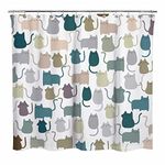 Sunlit Design Lovely Multicolor Cartoon Cats Fabric Shower Curtain, Cute Cats Bathroom Decoration Curtains for Baby Kids Children