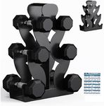 Metal Dumbbell Rack Heavy Duty Weight Rack for Dumbbells Tree Shape Dumbbell Storage Rack, Black, Rack Only (3 Tier)