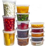 DuraHome Food Storage Containers with Lids 8oz, 16oz, 32oz Freezer Deli Cups Combo Pack, 44 Sets BPA-Free Leakproof Round Clear Takeout Container Meal Prep Microwavable (44 Sets - Mixed sizes)