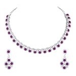 Atasi International Silver Plated with Purple Crystals Alloy Necklace Set with Earrings for Women and Grils | Stylish Jewellery for Party, Wedding and Festive Occasions