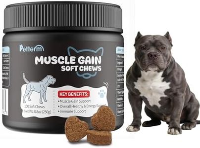 Petterm Dog Weight Gainer & Muscle Builder - High Calorie Protein Chews for Lean Mass - 800mg Whey + 20mg BCAAs - Picky Eater Food Topper for Active Breeds (100 Ct)