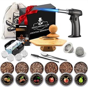 Cocktail Smoker Kit for Bourbon Whiskey Gifts for Men Drink Smoker Infuser Old Fashioned Smoker Kit with Torch Ice Cube Tray Whiskey Making Accessories Infuse Cocktail Wine Meat