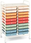 TANGZON 20 Drawers Mobile Storage Trolley, Multipurpose Rolling Cart with Lockable Wheels, Utility Trolley Unit for Home Office Organisation Stationery Beauty Salon (Colorful)