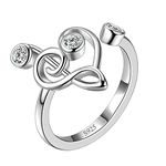 Aurora Tears Musical Note Adjustable Rings 925 Sterling Silver Harp Treble Clef Open Ring Jewelry Gifts for Women and Girls DR0131W