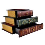 Vintage Decorative Organizer Wooden False Book Storage Box Jewelry Box with Three-layer Drawers (312)