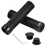 1 Pair Handle Grips for Bicycle Bike Handlebar Grips Non-Slip Soft Rubber Cycling Grips Lock on Bike Handlebar Grips for Cycling Mountain Road Bike City Bikes, Compatible with MTB BMX Cycle (Black)