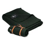 Virgin Wool Blanket by LAMBHILL CO. | Certified | 5 lbs | 70" x 90" | Forest Green [with Belt Harness] | Thermal & Survival Essential | Made for Camping, Bushcraft, Backpacking, Bedding and Lounging