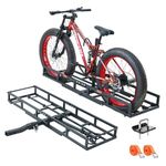 Hitch-Mount Bike Rack for Ebike Heavy-Duty - Comes with Cargo Carrier Fits 2 Electric Fat-Tire Mountain Bicycles with 500lbs Fits 2" Receiver for Car Trailer SUV Truck RV Minivan