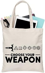 BDPWSS Choose Your Weapon DND Tote Bag Dungeons Tabletop Role Playing Gamer Gift Dragons D20 RPG Gaming Gift, Choose Your Dice Tg