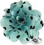 Vittorio Vico Men's Formal Polka Dot Flower Lapel Pin, Boutonniere for Men (Sky/Black)