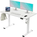 MOUNTUP Height Adjustable Electric Standing Desk Whole-Piece, 48 x 24 Inches Quick Assembly Sit Stand Desk, Stand Up Desk with Memory Controller, Ergonomic Desk, White