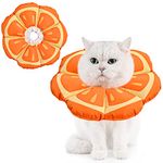 Avont Adjustable Cat Cone Collar Soft, Cute Recovery E Collar for Kittens Puppies, Cone of Shame to Prevent Licking Biting After Surgery -Tangerine (S)