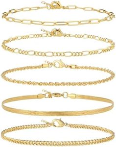 AOZEL Plus Size Gold Anklets Set Large Ankle Bracelets for Women Waterproof Non Tarnish 12 inch