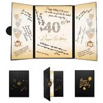 Crenics 40th Birthday Decorations Black and Gold, Creative 40th Birthday Guest Book Alternative, 40th Birthday Signature Book 18 x 12 inch, Great 40th Birthday Gifts for Men or Women