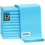 HOMERHYME Microfiber Glass Cleaning Cloth - 12 Pack, 16" x 14" Window Cleaning Towel, Streak Free, Lint Free, Great for All Delicate Surface, Window, Glasses, Stainless Steel, Windshield.