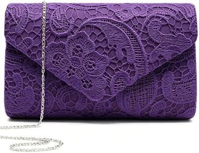 2026 Lace Embroidered Clutch Formal Purses for Women Elegant Evening Bags for Cocktail Prom Party Wedding(Violet)