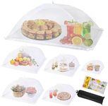 Wokuya 6Pack Various Size (40x24*1,17x17*2,14x14*2,12x12*1) Pop-up Food Tents Food Covers for Outside Mesh to Keep Bugs away,Reusable Collapsible Food Nets for Outdoor Picnic Party BBQ Wedding Fruit