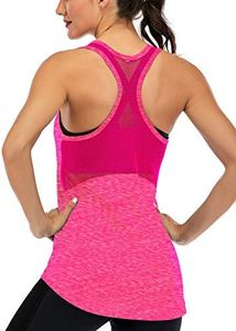ICTIVE Workout Tank Tops for Women Sleeveless Yoga Tops for Women Mesh Racerback Backless Running Gym Shirts Rose XXL
