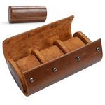 iplusmile Watch Box for Men - Watch Roll Case 3 Slot - Leather Watch Case Organizer - Elastic PU Material Vintage Display Case Storage for Watch Jewelry