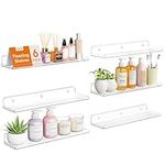 Lifewit Floating Shelves Wall Mounted, 6 Pack 15" Clear Acrylic Wall Shelf Room Decor for Book/Photo/Makeup/Figures in Bathroom, Book Shelf, Living Room, Bedroom, Kitchen Storage and Organization