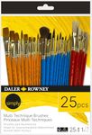 Daler-Rowney Simply Mixed Media Brush Set, 25 Pieces, Short Handle, Watercolour, Acrylic, Mixed Media, Oil Painting, Art Tools, For Entry-Level Artists & Hobbyists