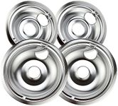 Purelux Electric Range Drip Pans Replacement for GE or Hotpoint Stove, Chrome Finish 4 Pieces Pack (Two 8" and Two 6")