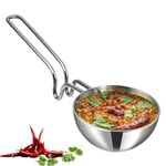 Vinod Triply Stainless Steel Tadka Pan Jumbo - 400 ml (12.5 cm), Balance Design Handle, Vagar Pan for Spice Tempering/Seasoning, Chauk Tadka Pan Induction Base - 5 Year Warranty