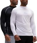 DEVOPS 2 Pack Men's Swim Shirts Rashguard UPF 50+ UV Sun Protection T-Shirt Quick Dry Fishing Beach T Shirts Long Sleeve, #3) (Rash Guard 2 Pack) Blackgrey/White, Small