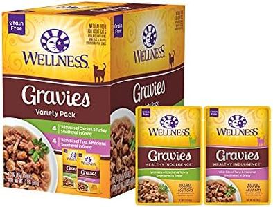 Wellness Healthy Indulgence Gravies Grain-Free Wet Cat Food, Made with Natural Ingredients and Quality Proteins, Complete and Balanced Meal, 3 oz Pouches (Gravies Variety Pack, 8 Pack)