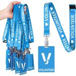 Colarr 25 Pack Volunteer Lanyard with PVC Plastic Card Pass Volunteer Badges ID Breakaway Lanyard for Events Fundraising Church, Events, School Volunteer (Blue)