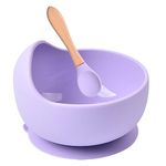 OLWICK® Silicone Suction Bowl & Spoon Set for Toddler & Baby | Unbreakable Feeding Bowls | Non-Slip Design | Microwave & Dishwasher Safe, Pack of 1, Purple