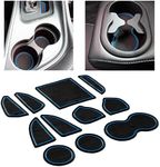 CupHolderHero fits Dodge Challenger Accessories 2015-2024 Premium Custom Interior Non-Slip Anti Dust Cup Holder Inserts, Center Console Liner Mats, Door Pocket Liners 11pc Set (Blue Trim)