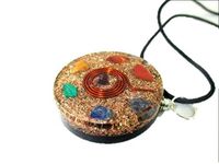 Jet International Tourmaline Orgone Chakra Pendant Round 1.75 inch Approx. Diameter 3rd Eye Activation Boost Healing Gemstone Chakra Balancing Crystal Therapy Booklet Image is JUST A Reference