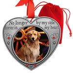 Pet Memorial Picture Ornament - No Longer By My Side - Heart Shaped Photo Frame Ornament - Loss of a Pet - Pet Sympathy