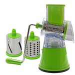 G.CHEN Manual Rotary Cheese Grater Shredder and Slicer for Cheese Nut and Vegetables with 3 Stainless Steel Blades (Green)