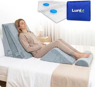 Lunix LX11 5pcs Orthopedic Bed Wedge Pillow Set with Washable Cover, After Surgery Memory Foam Support, Oeko-TEX Certified, Comfort for Elevated Sleep, with Hot/Cold Pack & Vacuum Bags, Cloud Gray