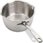 DEAYOU 18/10 Stainless Steel Butter Warmer Pan, 0.8-Quart Measuring Saucepan with Dual Pour Spout, Small Milk Butter Melting Pot, Induction Heavy Bottom Sauce Pan for Stove Top, Soup, Chocolate, 25OZ