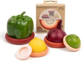 Food Huggers 5pc Reusable Silicone Food Savers | BPA Free & Dishwasher Safe | Fruit & Vegetable Produce Storage for Onion, Tomato, Lemon, Banana, Cans & More | Round, Terracotta