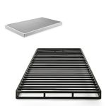 Zinus OLB-QLBS-4T 4 Inch Low Profile Quick Lock Smart Box Spring / Mattress Foundation / Strong Steel Structure / Easy Assembly, Twin, White