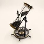 Sand Timer Hour Glass Sandglass Wheel Hourglass with Compass Gift Item Antique & Black