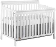 Dream On Me Ashton 4-In-1 Convertible Crib In White, Greenguard Gold, JPMA Certified, Non-Toxic Finishes, Features 4 Mattress Height Settings, Made Of Solid Pinewood