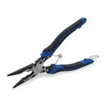 5-in-1 Needle Nose Pliers with Wire Cutter Stripper and Crimper Multifunction Compound Long Nose Pliers with Spring Loaded and Safety Lock Heavy Duty for Electrician and Homes